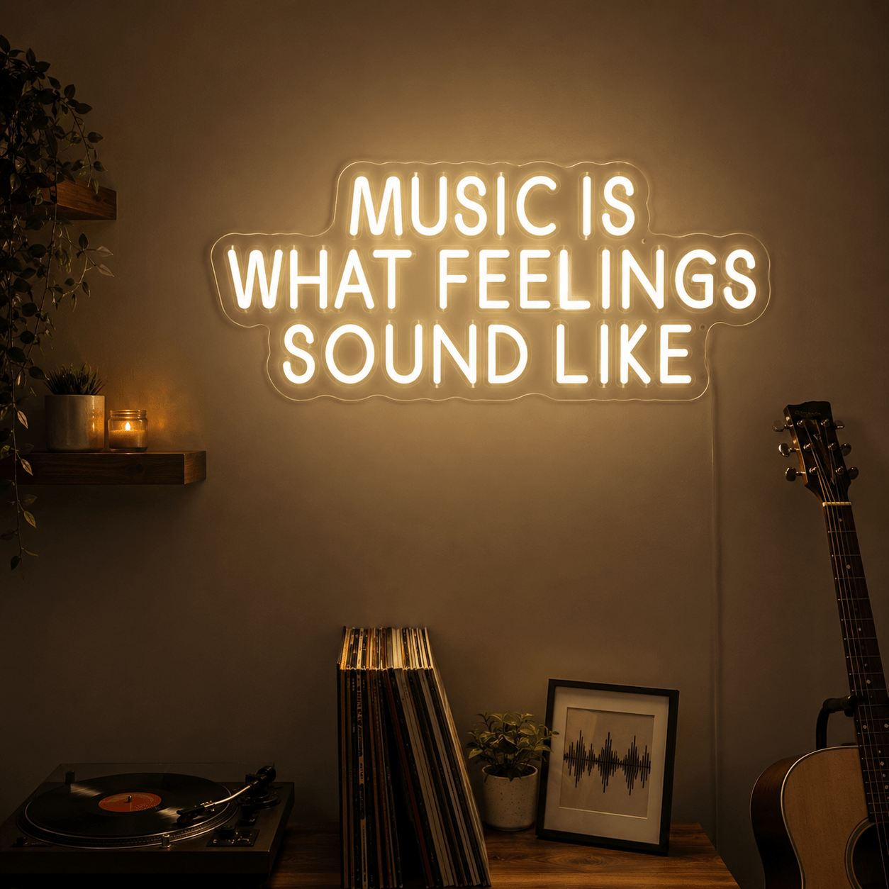 Music Is What Feelings Sound Like Wall Decor LED Neon Sign - Shineneon