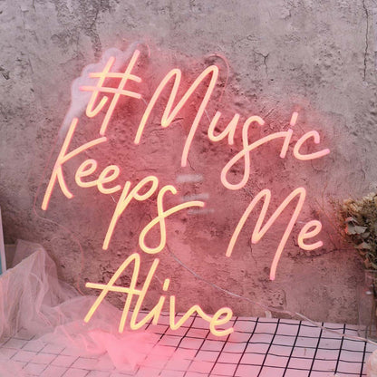 Music Keeps Me Alive Red Led Neon Sign - Shineneon