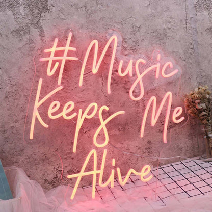 Music Keeps Me Alive Red Led Neon Sign - Shineneon