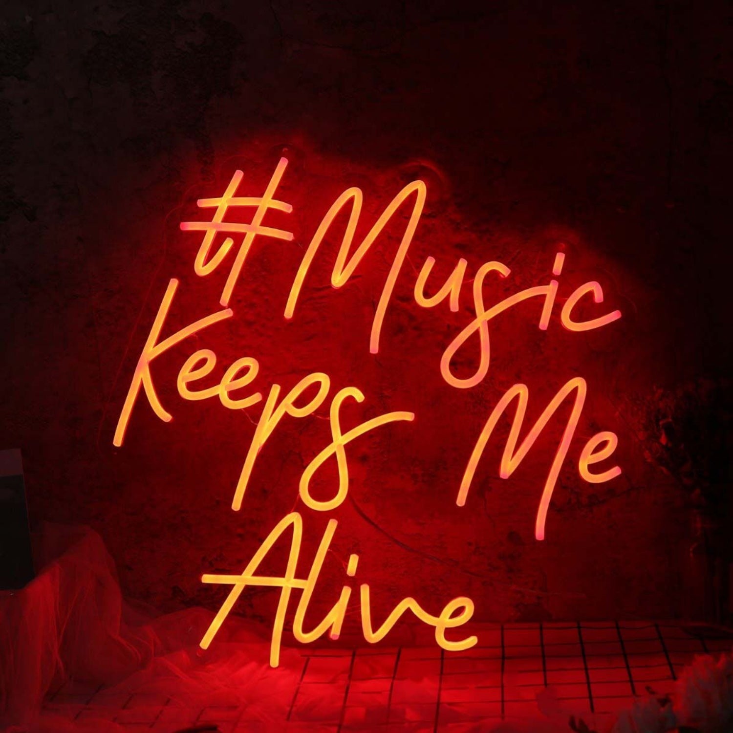 Music Keeps Me Alive Red Led Neon Sign - Shineneon