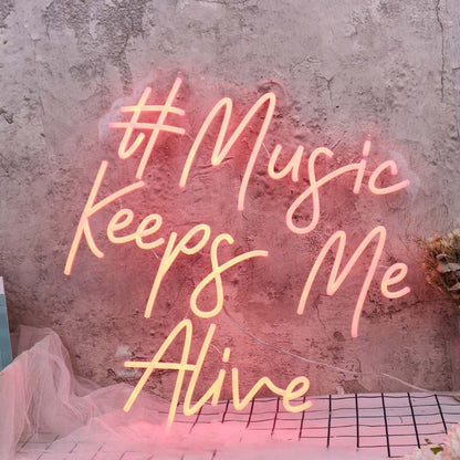 Music Keeps Me Alive Red Led Neon Sign - Shineneon
