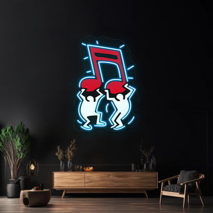 Music Note Haring Pop Artwork Neon Sign Led