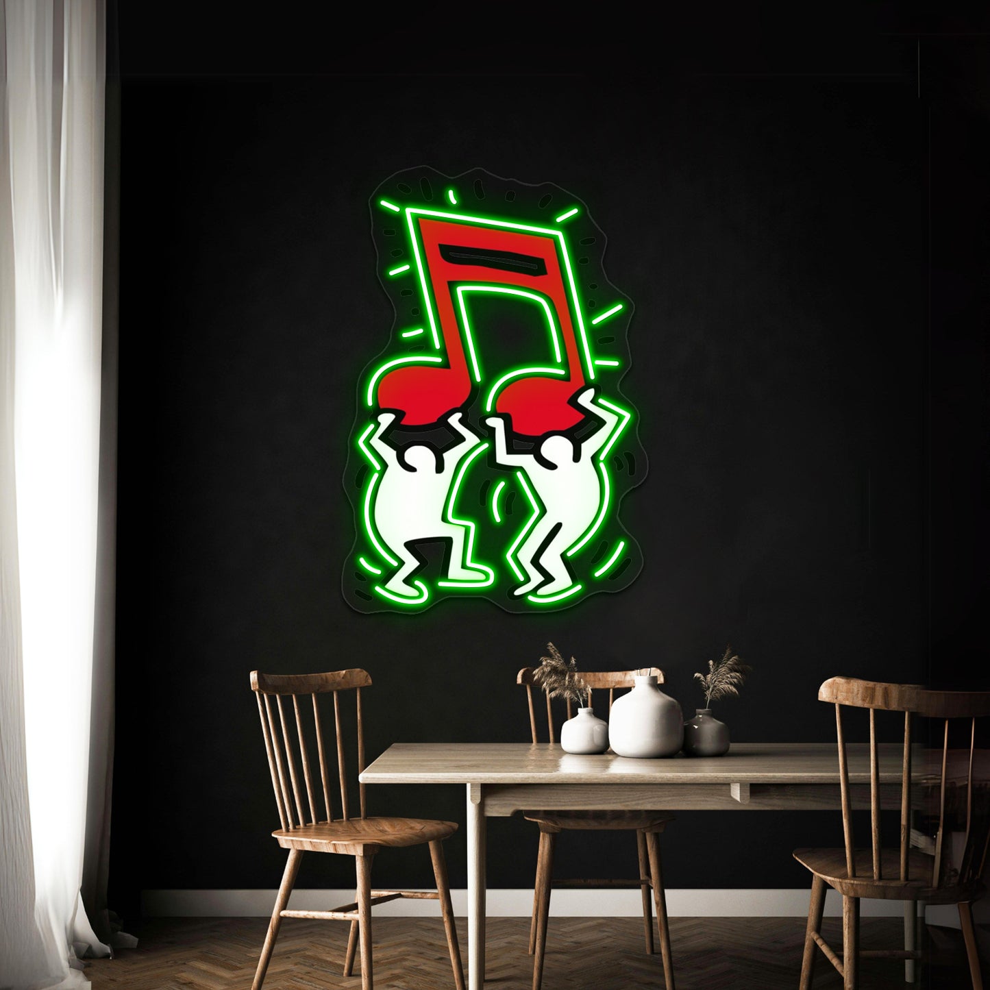 Music Note Haring Pop Artwork Neon Sign Led