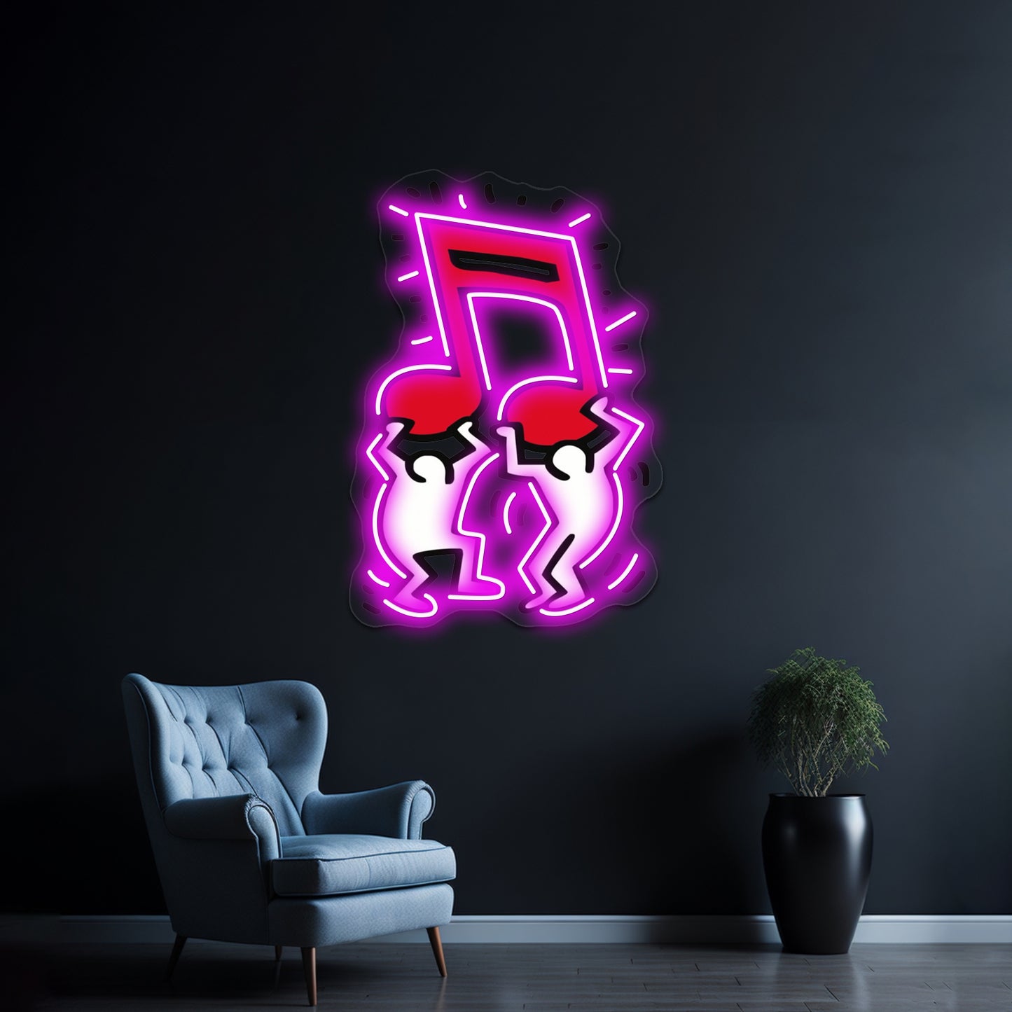 Music Note Haring Pop Artwork Neon Sign Led