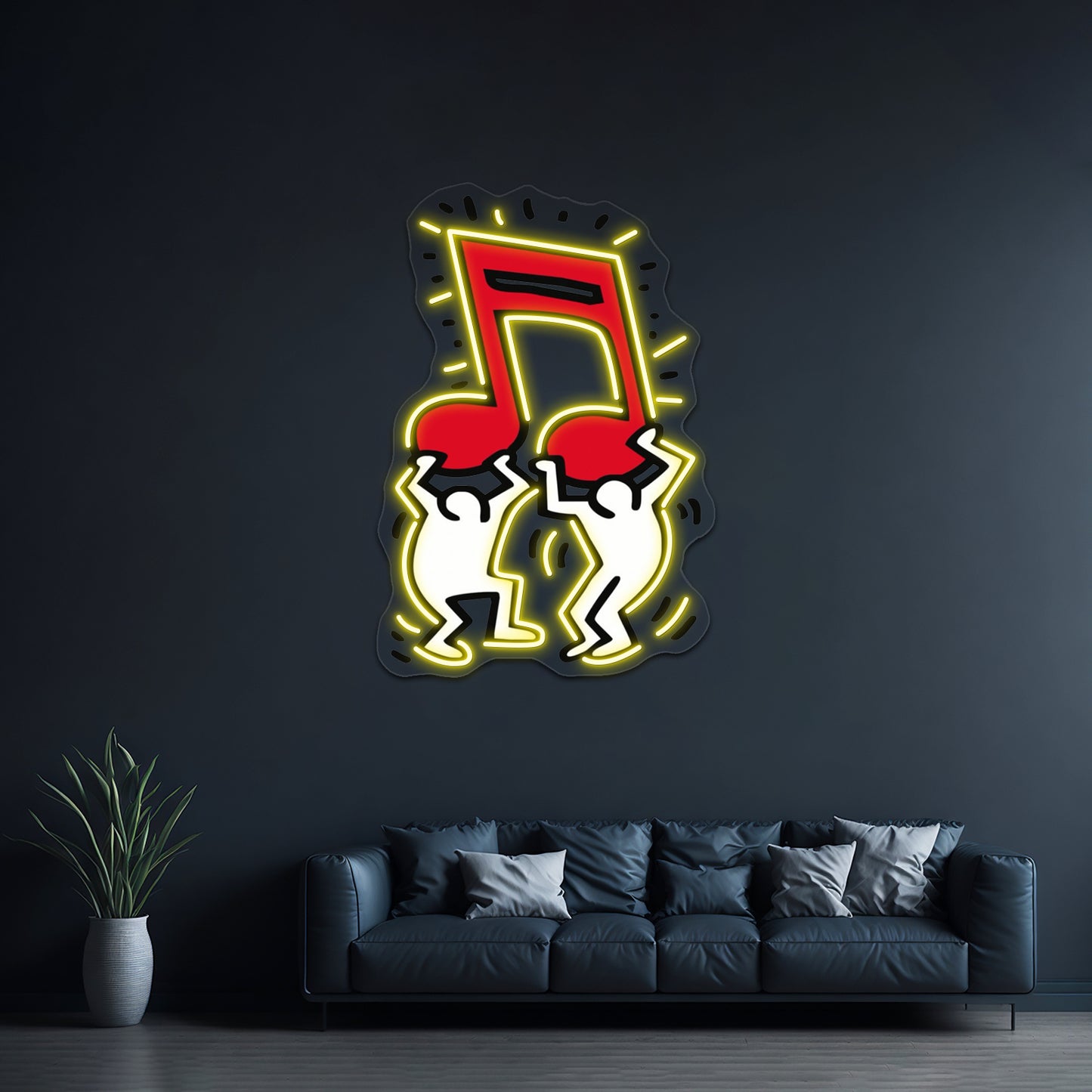 Music Note Haring Pop Artwork Neon Sign Led