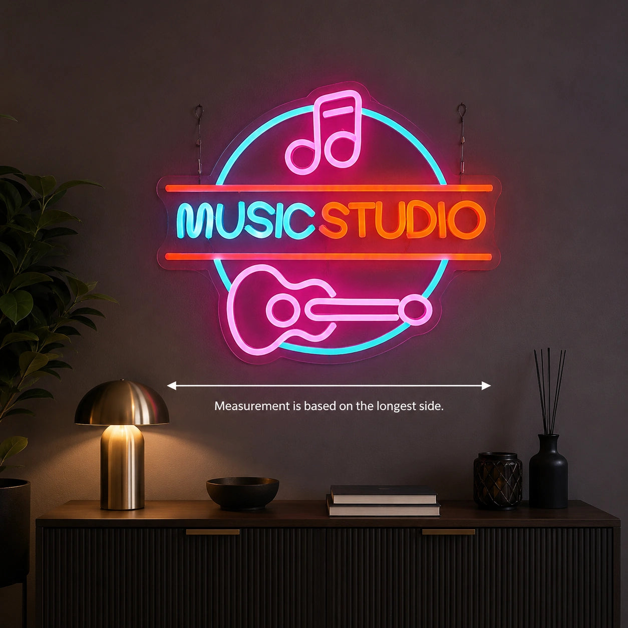 Music Studio Guitar LED Neon Sign color grid