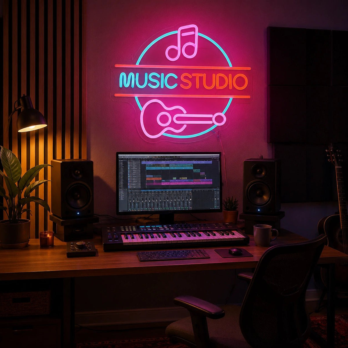 Music Studio Guitar LED Neon Sign - Shineneon