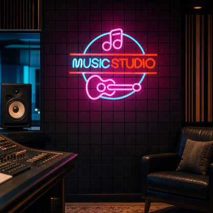 Music Studio LED Neon Sign Garage Man Cave Neon Sign real lifestyle scene