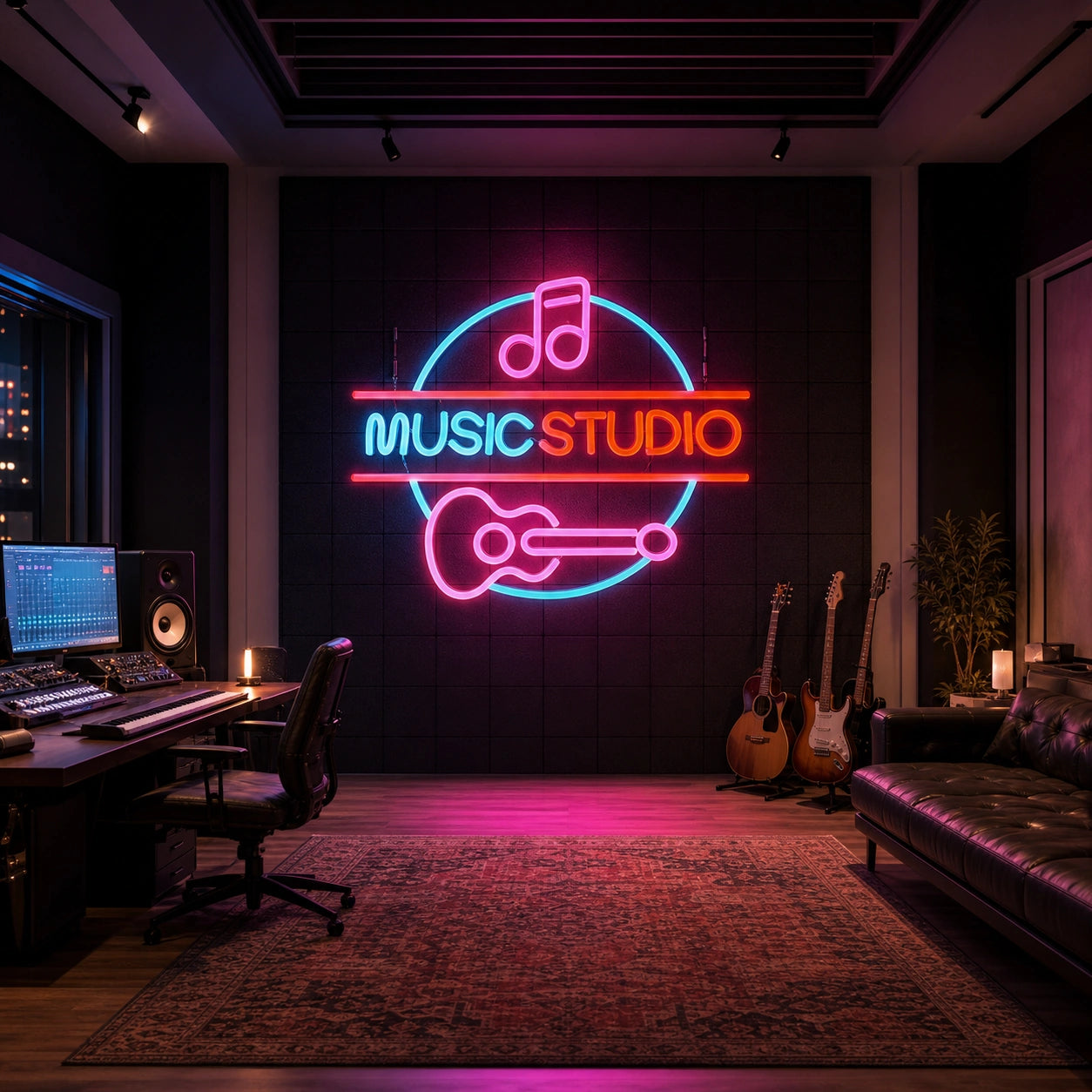 Music Studio LED Neon Sign Garage Man Cave Neon Sign size image