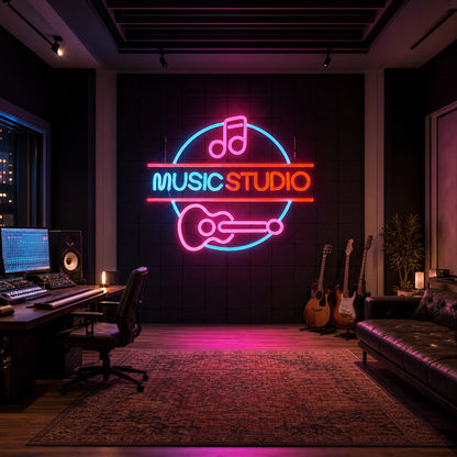 Music Studio LED Neon Sign Garage Man Cave Neon Sign size image