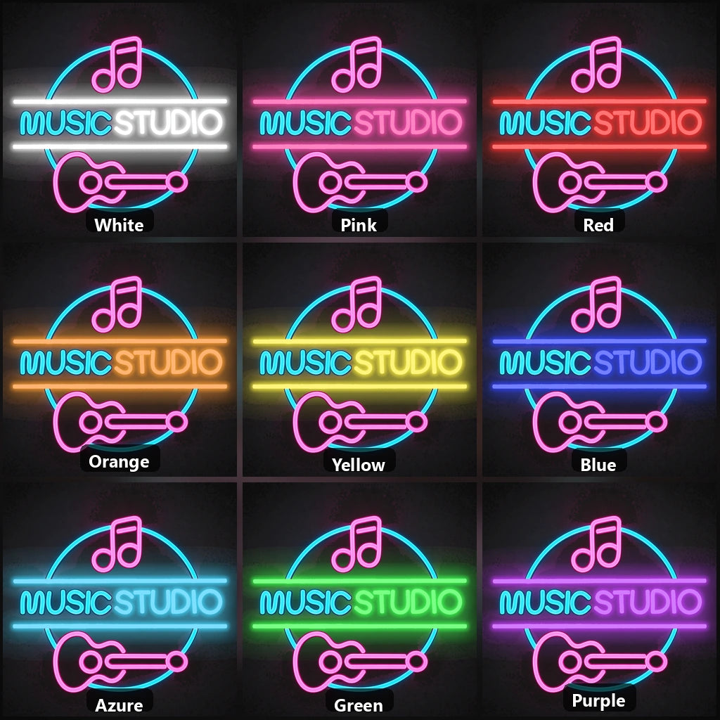 Music Studio LED Neon Sign Garage Man Cave Neon Sign color grid
