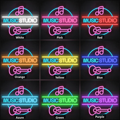 Music Studio LED Neon Sign Garage Man Cave Neon Sign color grid