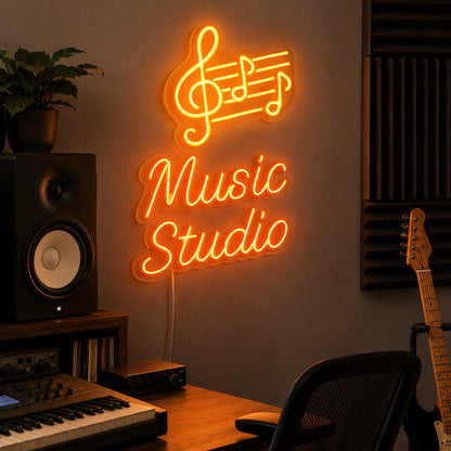 Music Studio Notes Neon Sign LED Neon Sign real lifestyle scene