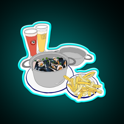 Mussels From Brussels Beer Bar Decor Led Neon Sign Rgb Color - Size and dimension reference
