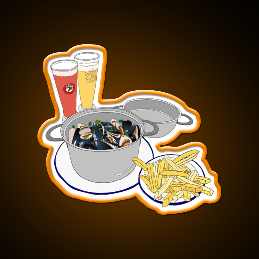 Mussels From Brussels Beer Bar Decor Led Neon Sign Rgb Color - LED neon sign view 6