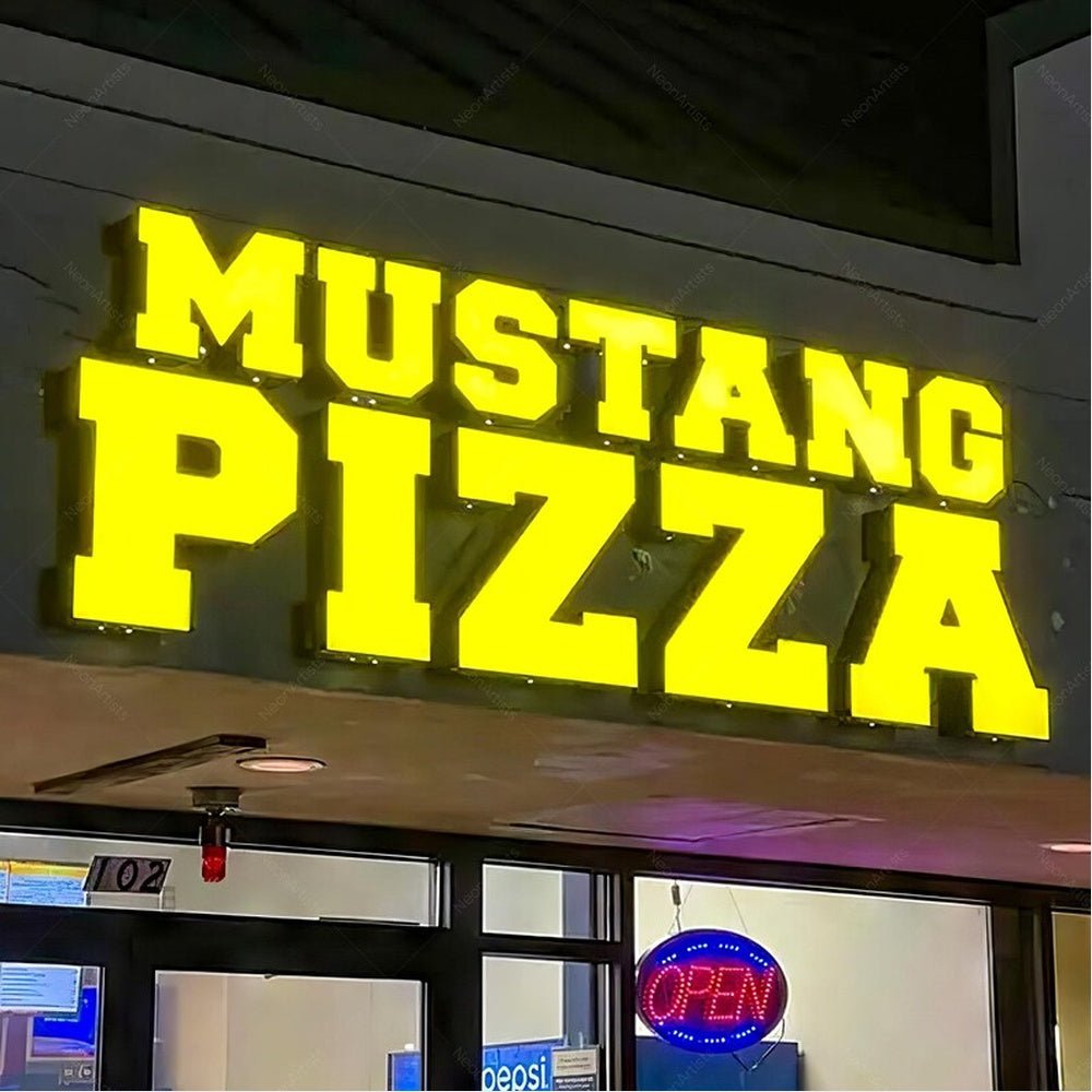 Mustang Pizza 3D Frontlit And Backlit Channel Letter Led Light Sign - Shineneon