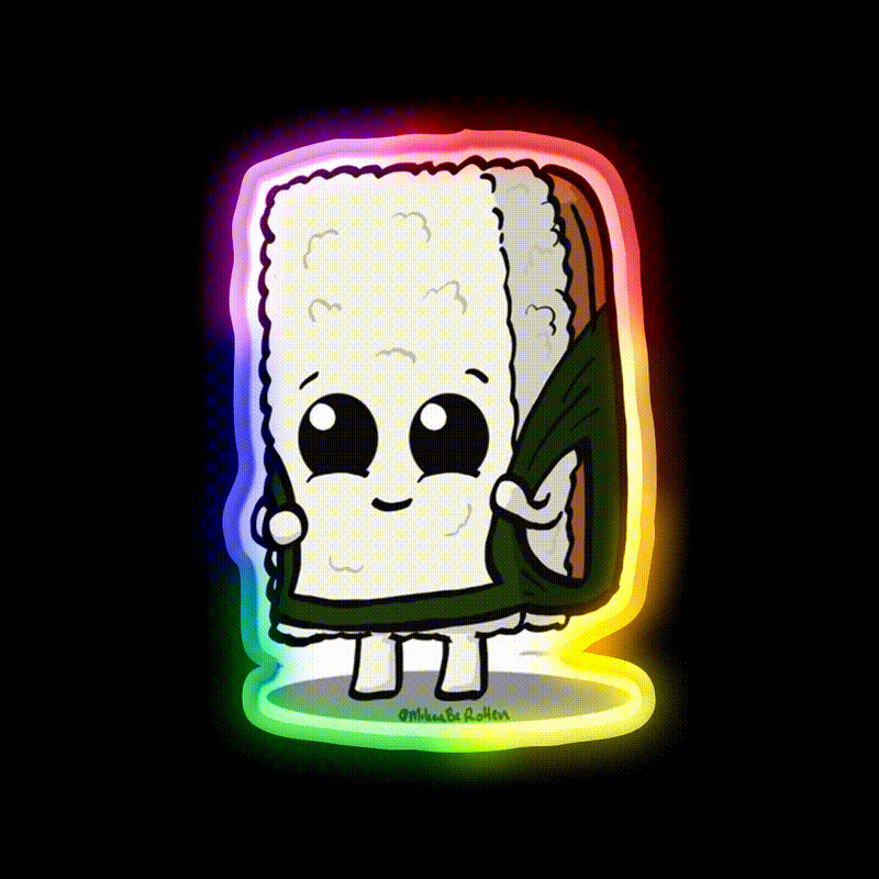 Musubi Back To School Snack Food Led Neon Sign Rgb Color - LED neon sign close-up detail