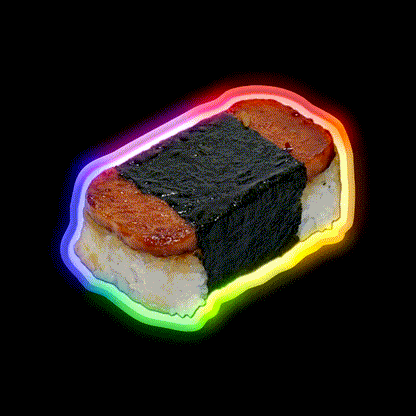Musubi Pink Snack Food Led Neon Sign Rgb Color - LED neon sign close-up detail
