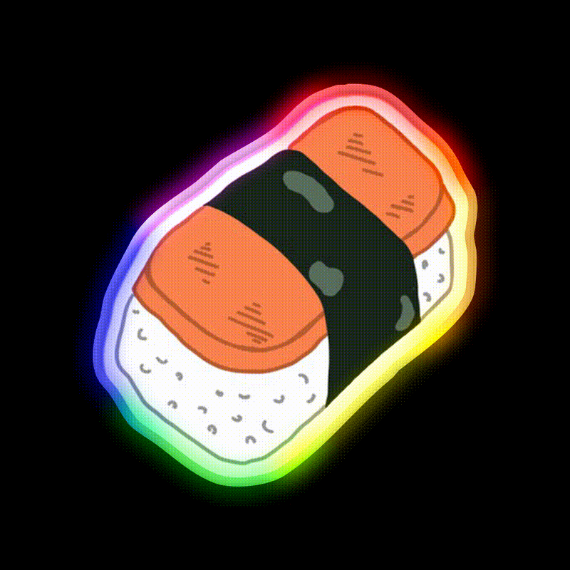 Musubi Snack Food Led Neon Sign Rgb Color - LED neon sign close-up detail