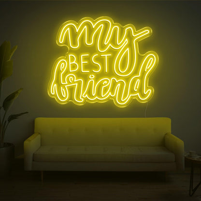 My Best Friend Bright Yellow Cursive Led Neon Sign For Living Room Decor | Shineneon