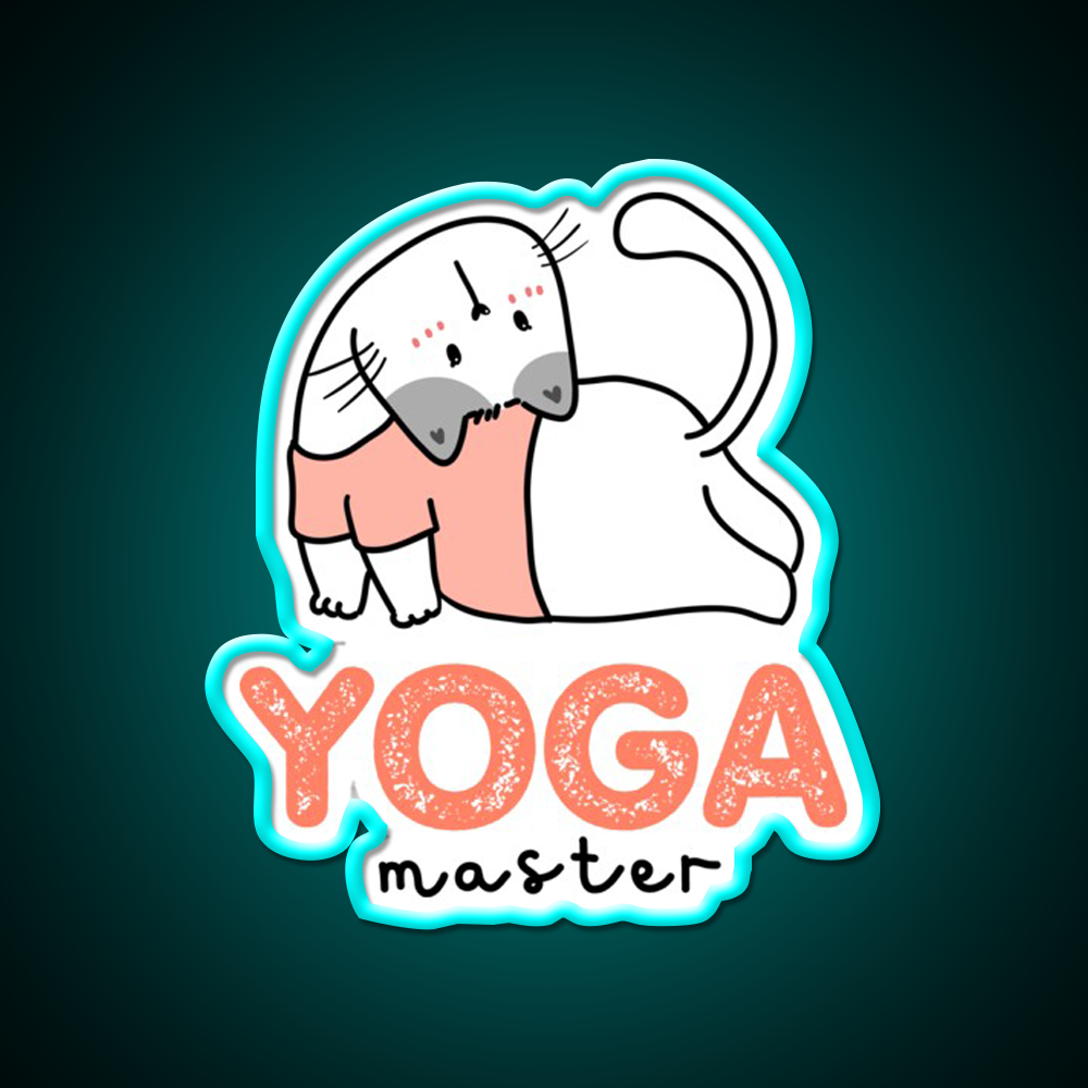 My Cat Is Yoga Master Yoga Led Neon Sign For Wellness Space Rgb Color
