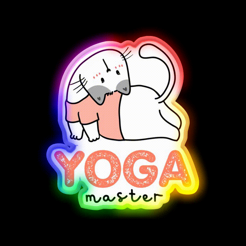 My Cat Is Yoga Master Yoga Led Neon Sign For Wellness Space Rgb Color
