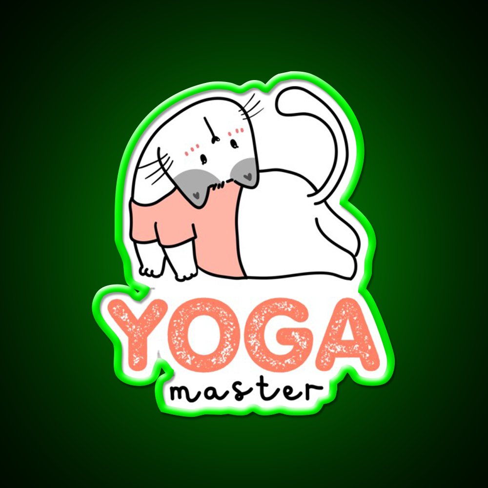 My Cat Is Yoga Master Yoga Led Neon Sign For Wellness Space Rgb Color