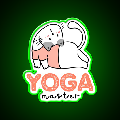 My Cat Is Yoga Master Yoga Led Neon Sign For Wellness Space Rgb Color