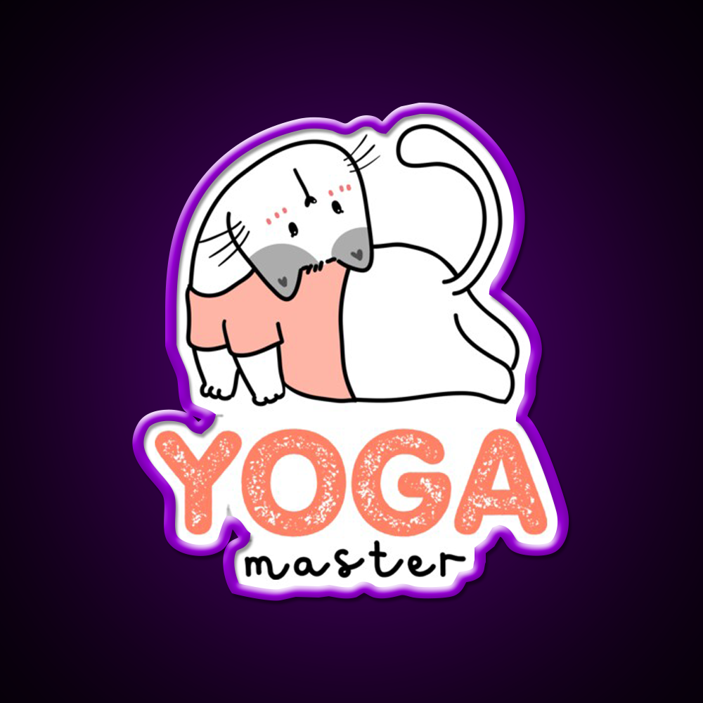 My Cat Is Yoga Master Yoga Led Neon Sign For Wellness Space Rgb Color
