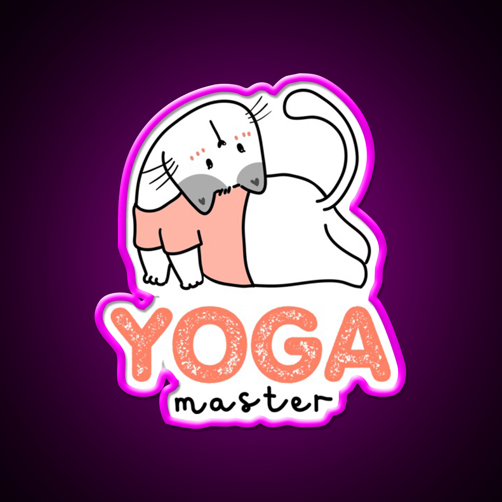 My Cat Is Yoga Master Yoga Led Neon Sign For Wellness Space Rgb Color - Shineneon