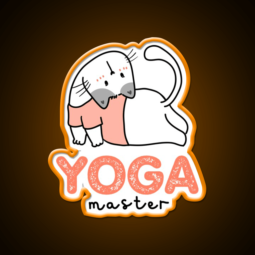My Cat Is Yoga Master Yoga Led Neon Sign For Wellness Space Rgb Color - Shineneon