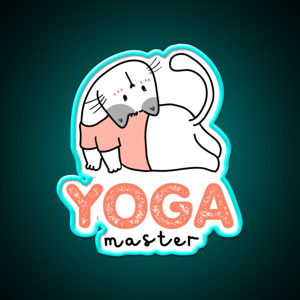 My Cat Is Yoga Master Yoga Led Neon Sign For Wellness Space Rgb Color - Shineneon