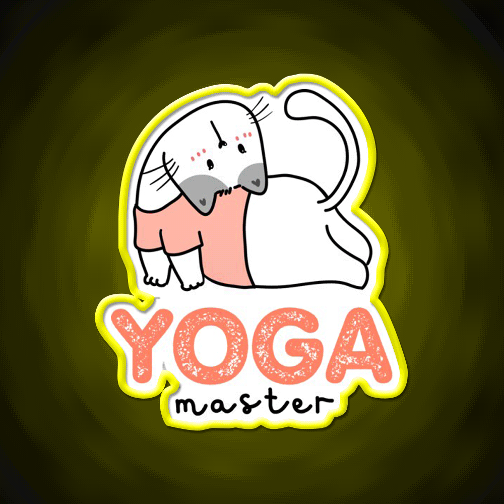 My Cat Is Yoga Master Yoga Led Neon Sign For Wellness Space Rgb Color