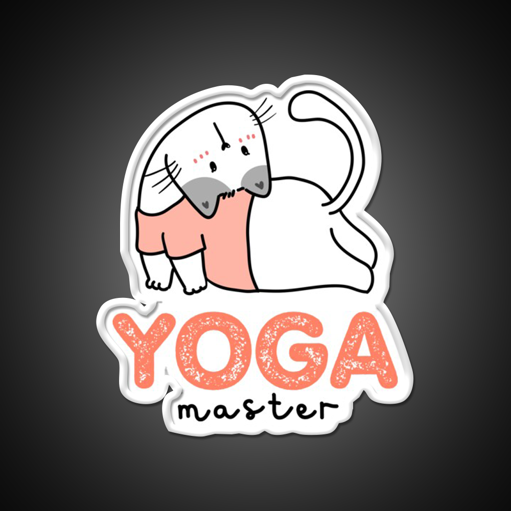 My Cat Is Yoga Master Yoga Led Neon Sign For Wellness Space Rgb Color