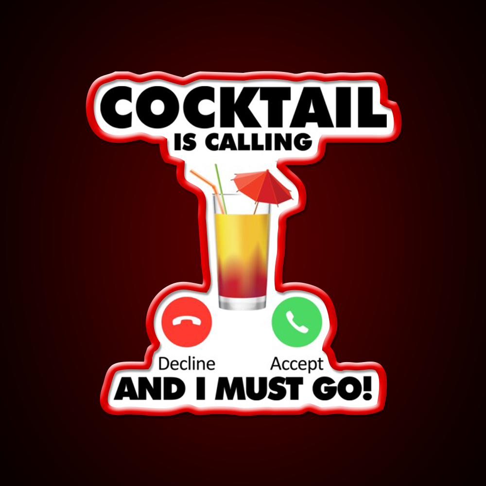 My Cocktail Is Calling I Must Go Drink Cocktail Bar Decor Led Neon Sign Rgb Color - LED neon sign view 10