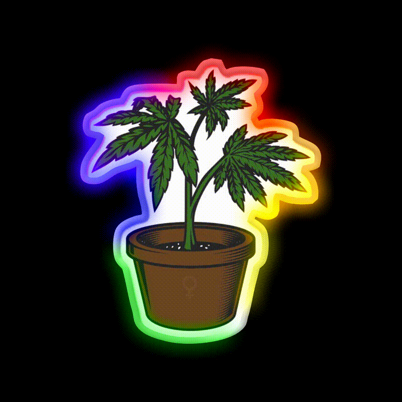 My Daugther Hemp Inspired Green Leaf Led Neon Sign Rgb Color - LED neon sign close-up detail