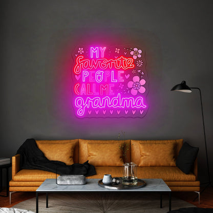 My Favorite People Call Me Grandma Artwork Bar Neon Signs - Shineneon