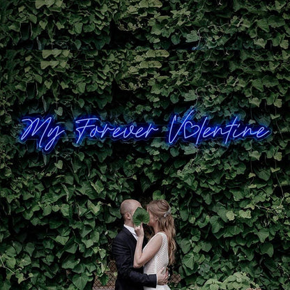 My Forever Valentine Blue LED Neon Sign Wedding Anniversary Romantic Decor | Shineneon
