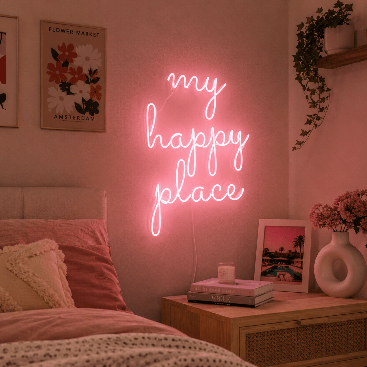 My Happy Place LED Neon Sign Bedroom Wall Art - Shineneon