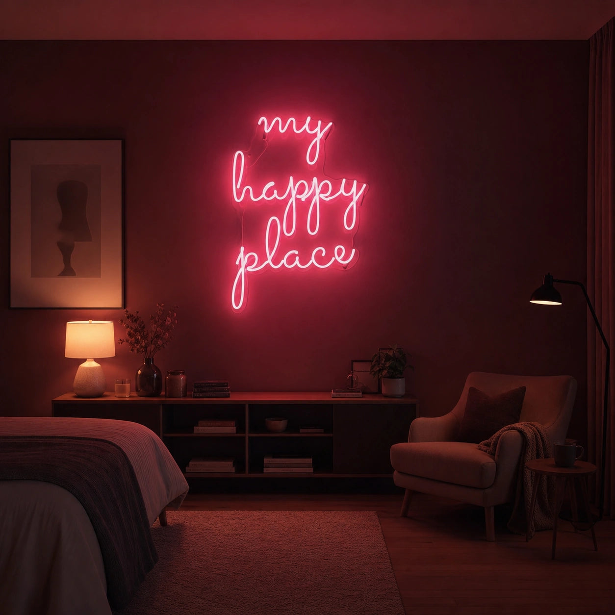 My Happy Place Wall Decor LED Neon Sign Garage Man Cave Neon Sign size image