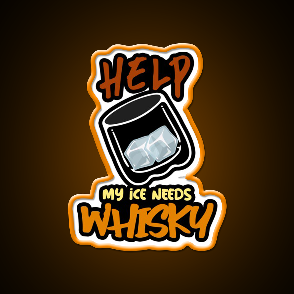 My Ice Needs Whiskey Drink Bar Led Neon Sign Rgb Color