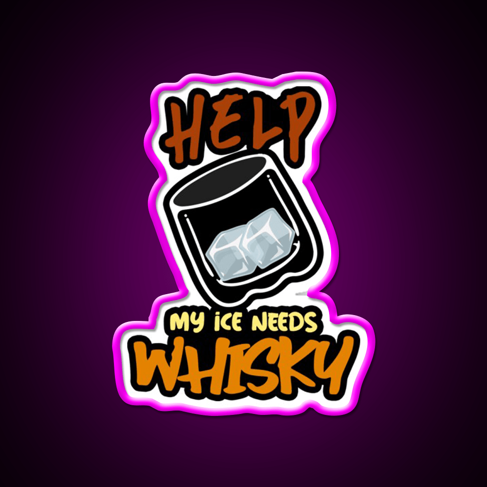 My Ice Needs Whiskey Drink Bar Led Neon Sign Rgb Color - Shineneon