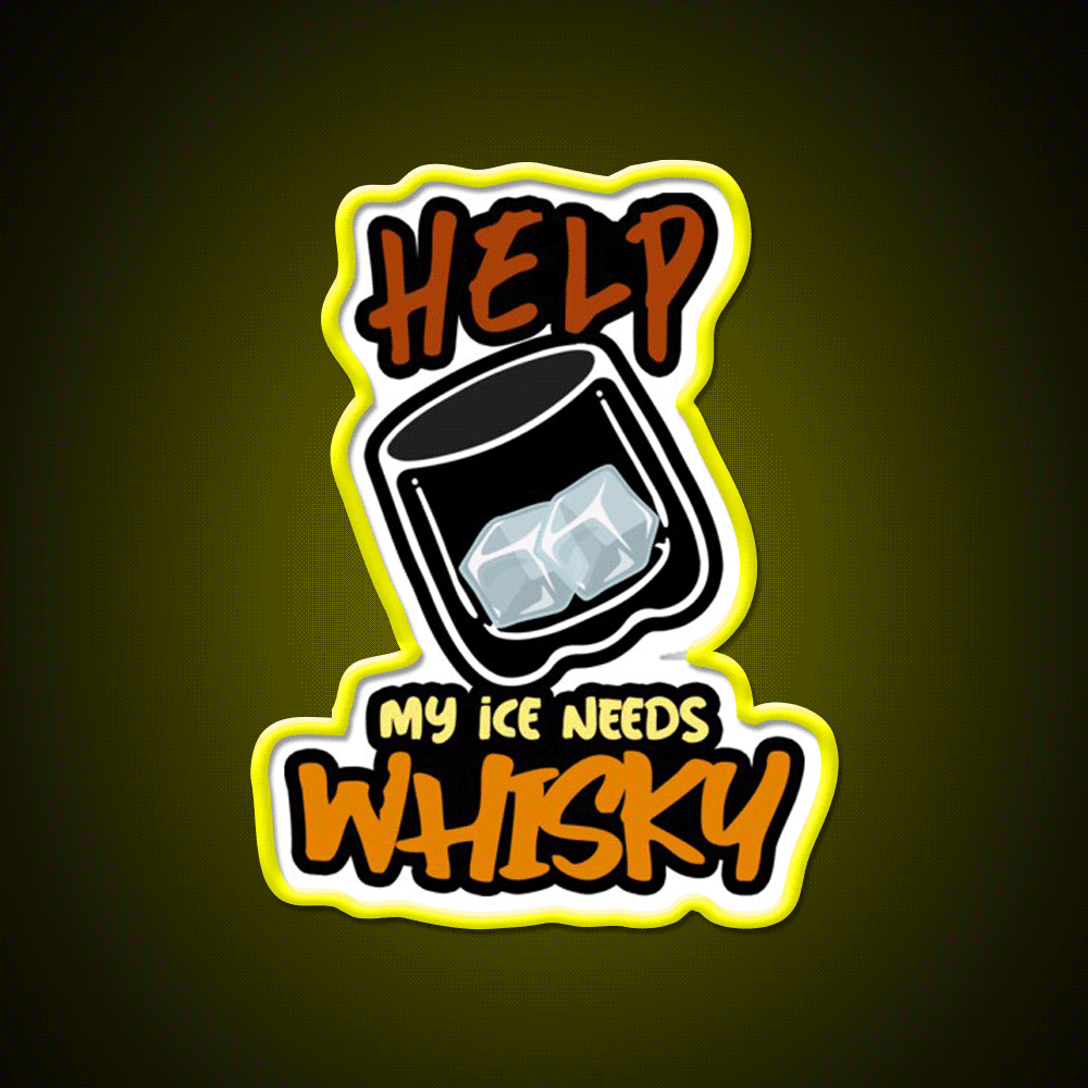My Ice Needs Whiskey Drink Bar Led Neon Sign Rgb Color