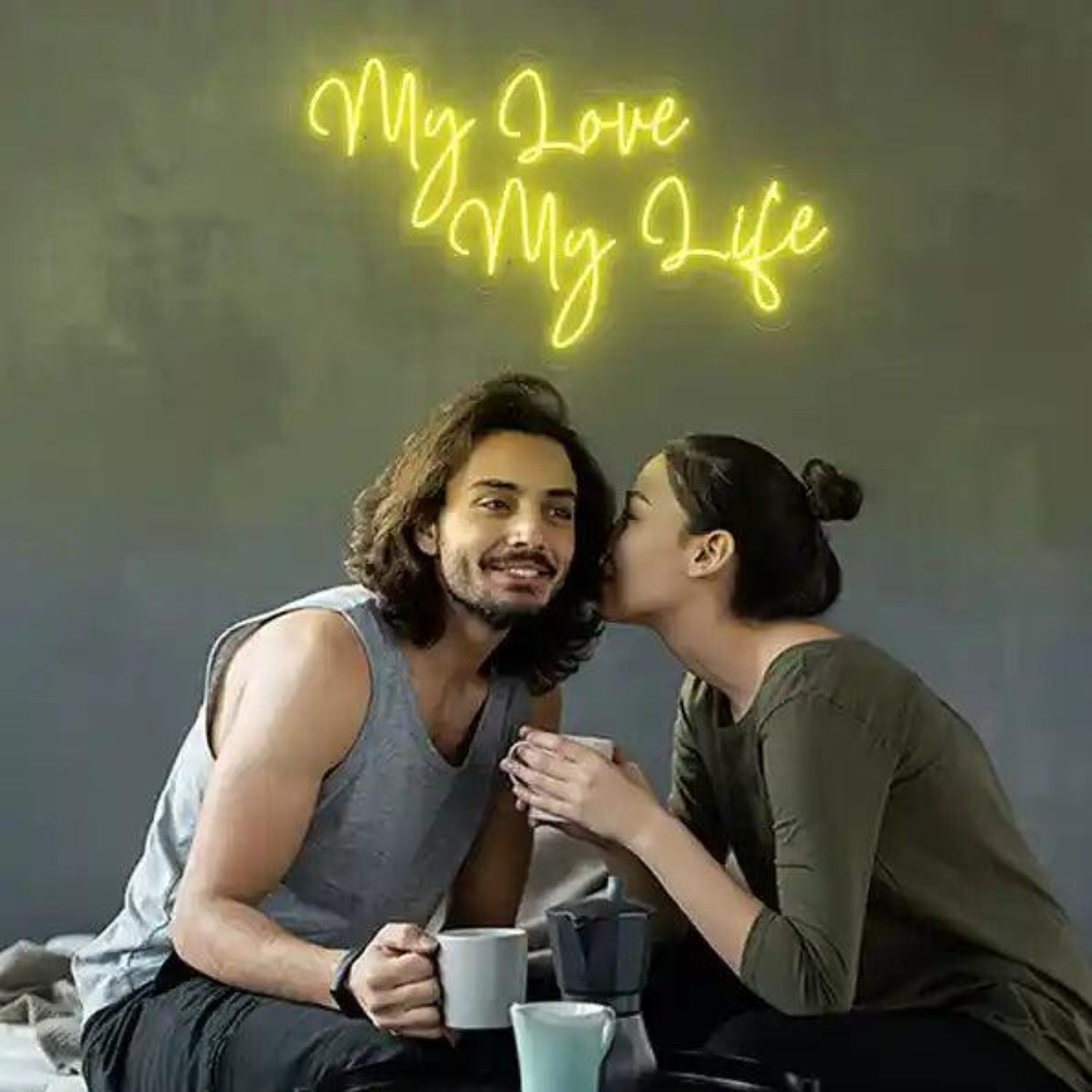 My Love My Life Yellow LED Neon Sign for Romantic Bedroom Decor | Shineneon