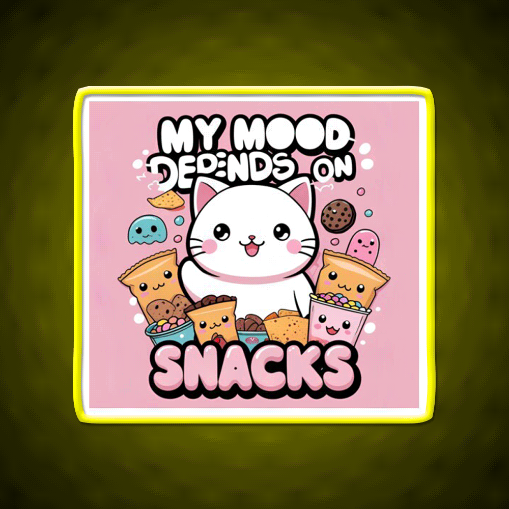 My Mood Depends On Snacks Snack Food Led Neon Sign Rgb Color - Custom LED neon sign front view
