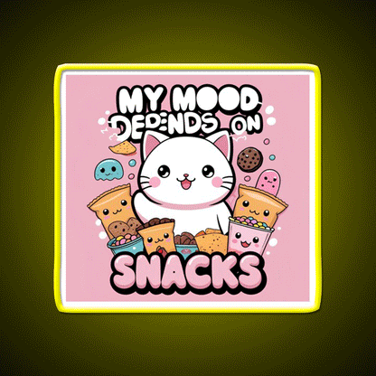 My Mood Depends On Snacks Snack Food Led Neon Sign Rgb Color - Custom LED neon sign front view