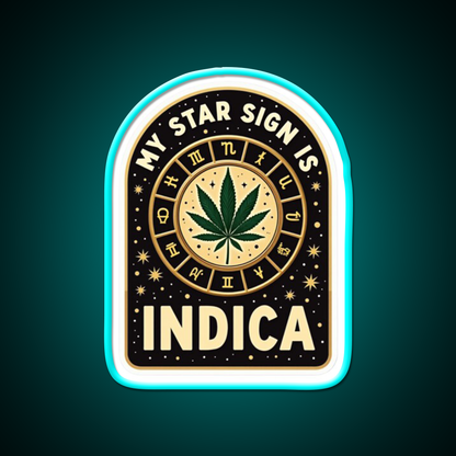 My Star Sign Is Indica Funny Weed Zodiac Green Leaf Led Neon Sign Rgb Color - Size and dimension reference