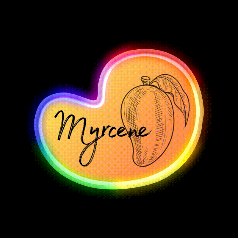 Myrcene Terpene Mango Gradient Black Green Leaf Led Neon Sign Rgb Color - LED neon sign close-up detail