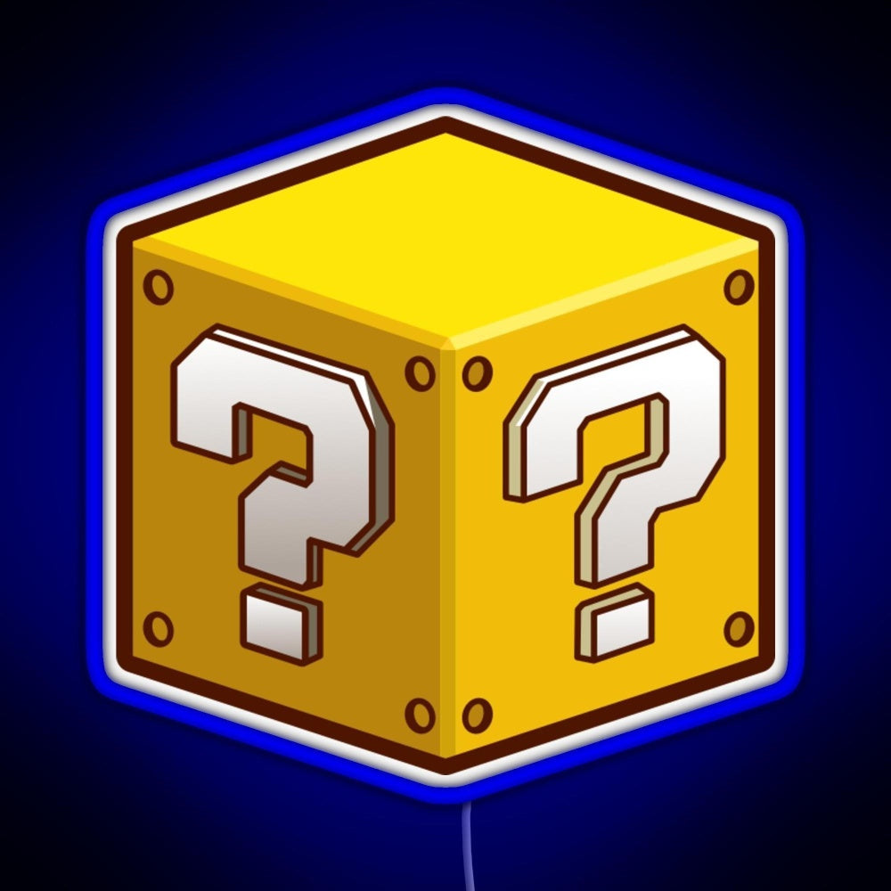 Mystery Block Rgb Neon Sign - Neon sign mounted on wall in room