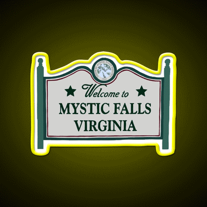 Mystic Falls Welcome Sign Welcome Led Neon Sign Open Sign Rgb Color - Custom LED neon sign front view